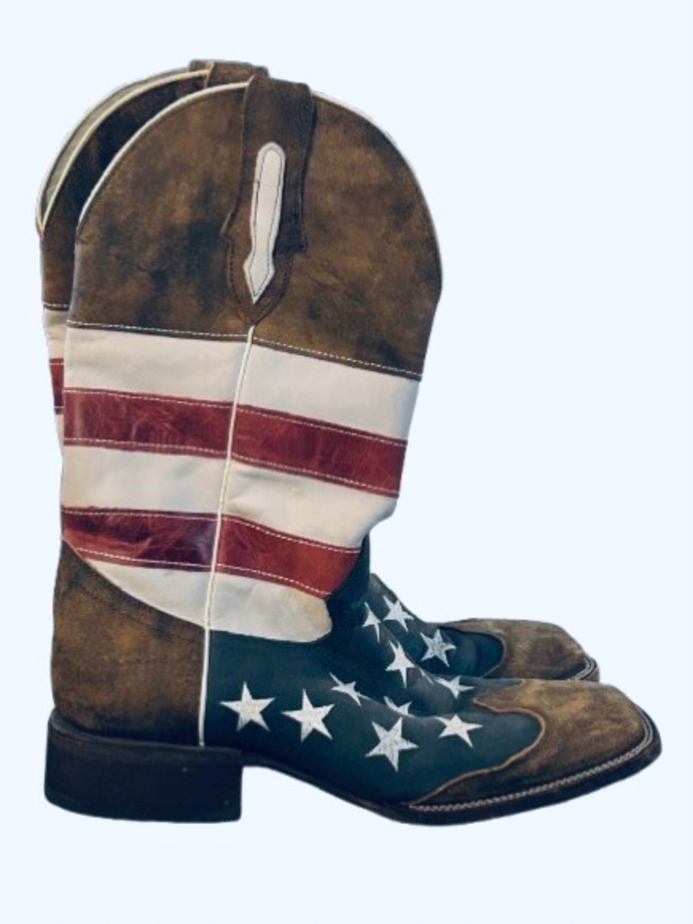10.5 D Leather American Flag JB Dillon Boots Cowboy Western Fourth 4th July Red